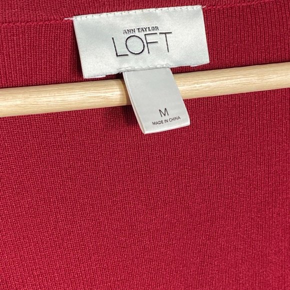 Ann Taylor LOFT Red Cardigan with Black Trim - Picture 3 of 5